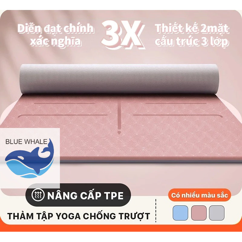 Thảm Yoga Màu Sắc Tùy Chọn Tập Gym Định Tuyến 2 Lớp 6 - 8mm Cao Cấp Gấp Gọn Du Lịch