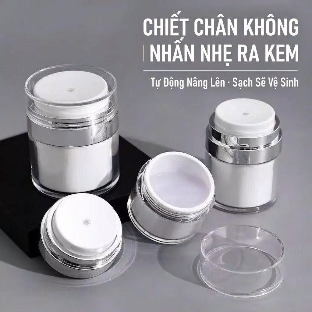Hũ đựng kem chân không mini, nhấn lấy tiện lợi, bảo quản mỹ phẩm sạch