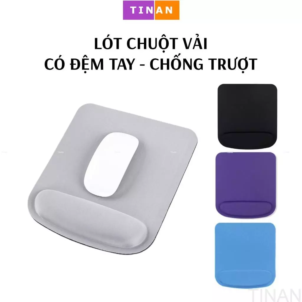 Miếng Lót Chuột VẢI Square Wristpad CÓ ĐỆM CỔ TAY, Đế Chống Trượt, Mousepad Mềm Dày