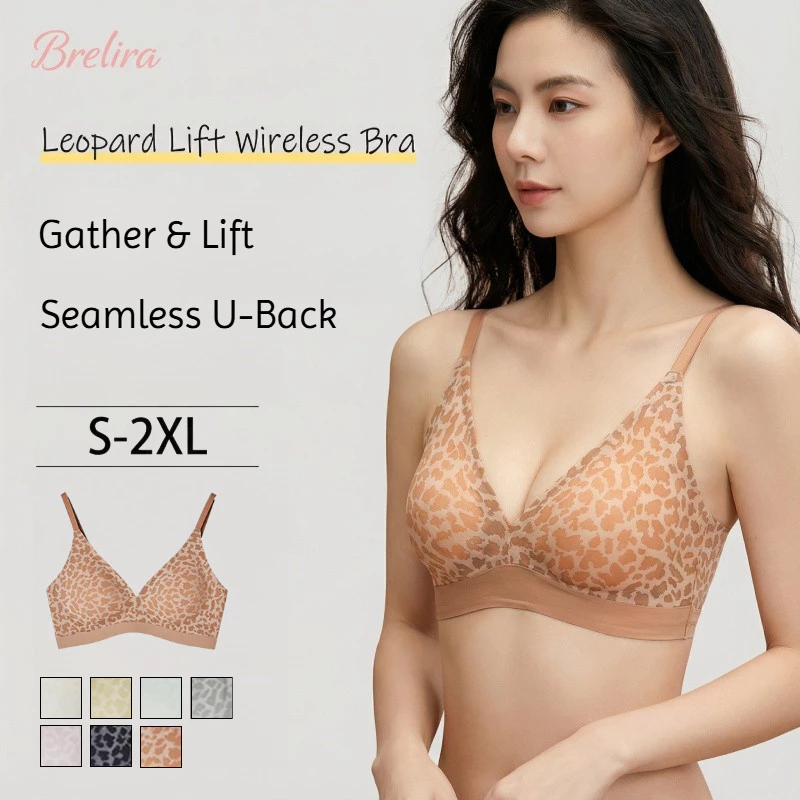 Áo ngực nâng ngực Brelira Leopard Lift Bra không đường may, dáng chữ U, cúp cố định, nâng đẩy ngực nhỏ, giúp gom ngực và chống chảy xệ, không gọng, dành cho nữ.