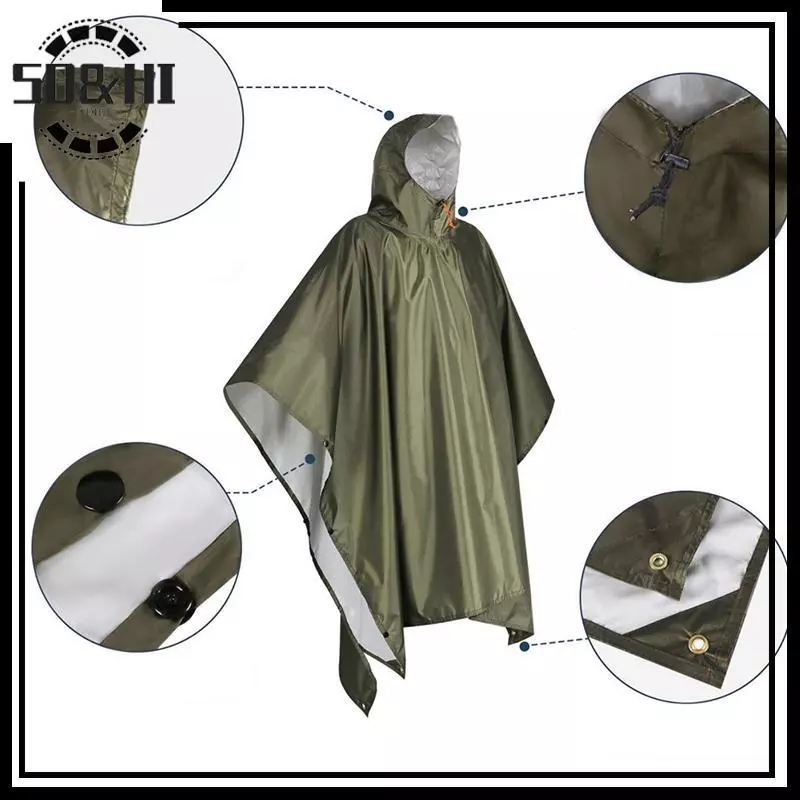 Poncho mưa hạng nặng, phù hợp cắm trại khẩn cấp, nhẹ dành cho người lớn nam và nữ