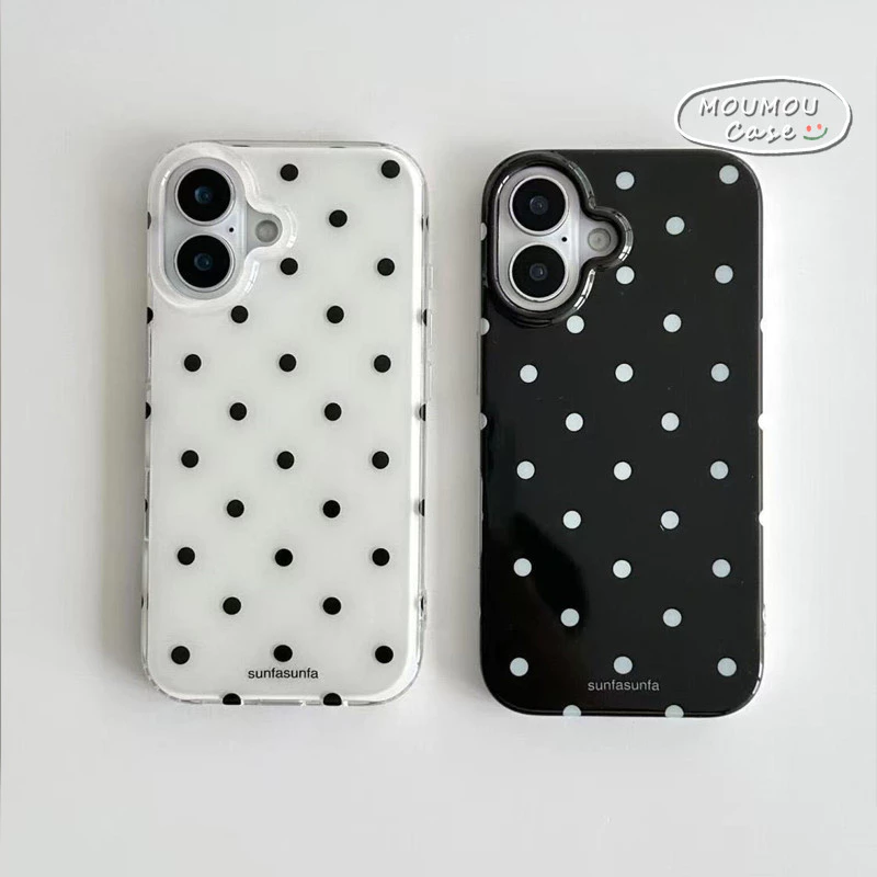 Ốp Lưng Cho Iphone 17 16 13 11 15 14 12 Pro Max 8 7 15 16 14 Plus 17Air X XR XS Max Bìa mềm IMD mới Polka Point đơn giản