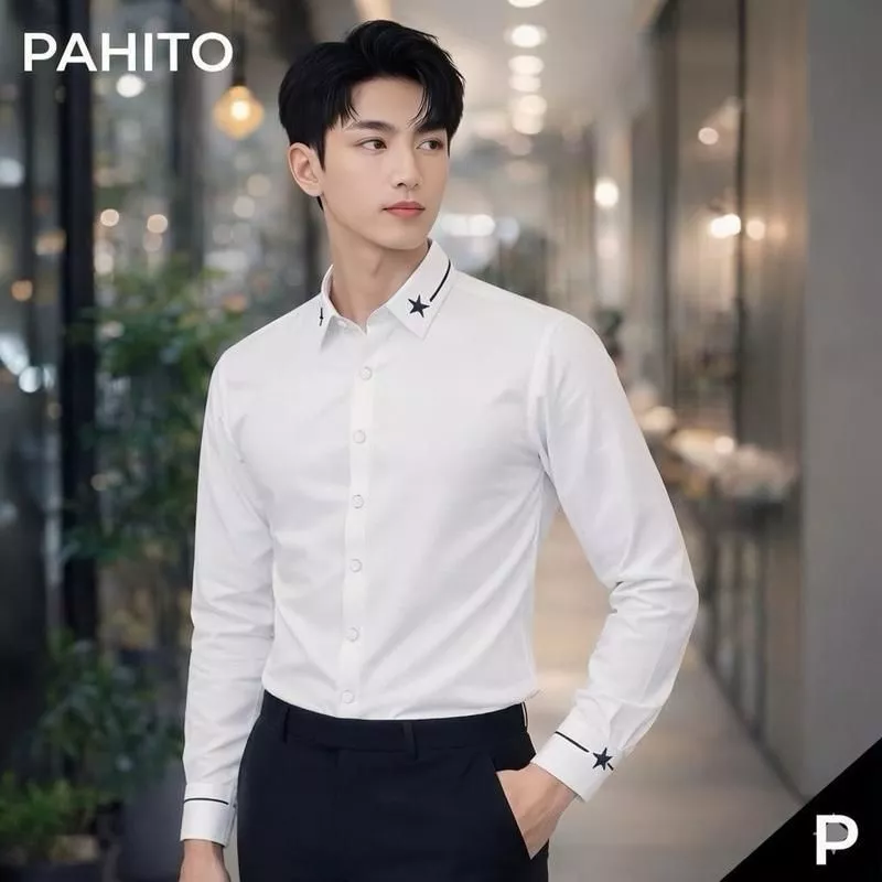 Áo Sơ Mi Nam Dài Tay Thêu Hoạ Tiết Ngôi Sao Sang Trọng Thanh Lịch - Menswear