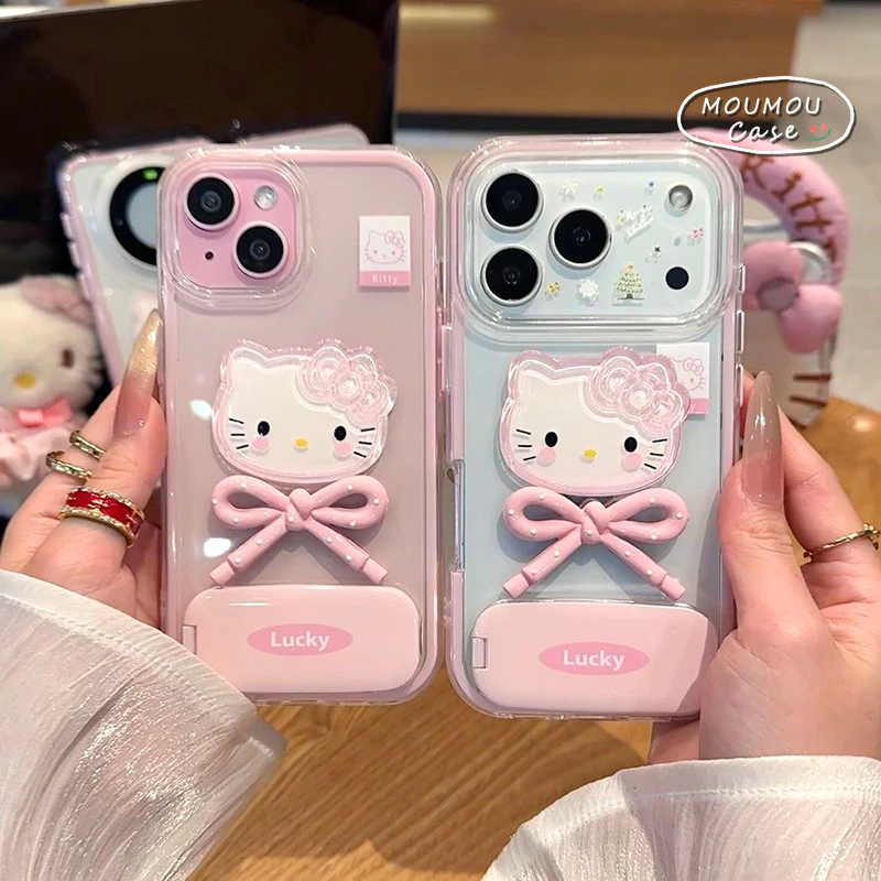 Ốp Lưng Cho IPhone 15 17 13 16 11 12 14 Pro Max 15 16 14 Plus 17air Búp bê Kitty màu hồng ngọt ngào Vỏ silicon 2 trong 1