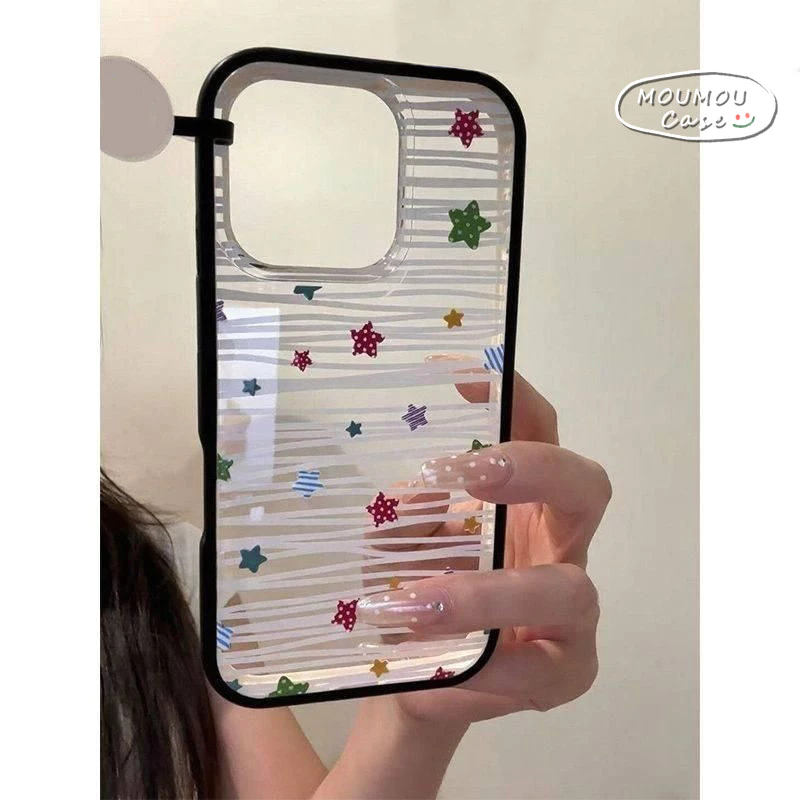 Ốp Lưng Cho IPhone 16 15 11 17 13 14 Pro Max 17air 15 16 14 Plus Vỏ silicon 2 trong 1 ngôi sao nhỏ đầy màu sắc