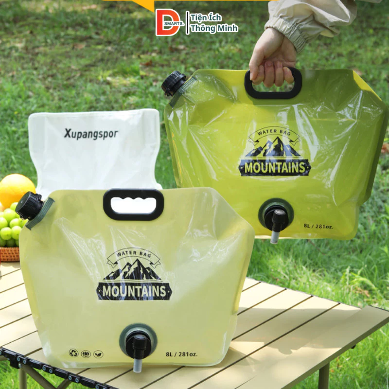 Túi Đựng Nước Picnic Gấp Gọn Dsmarts Có Vòi – Dung Tích Lớn, Mang Đi Cắm Trại, Dã Ngoại, Du Lịch Ngoài Trời