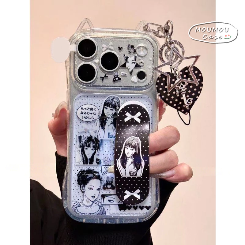 Ốp Lưng IPhone 17 16 11 13 15 14 12 Pro Max air 7 8 16 14 15 Plus XR X XS Vỏ tai mèo trong suốt dễ thương ngọt ngào