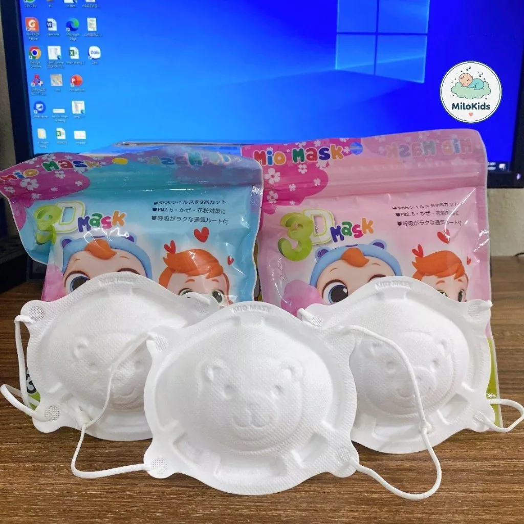 Sét 3 Chiếc Khẩu Trang Gấu 3D Mio Mask Chống Bụi, Dễ chịu Cho Bé Sơ Sinh 1-3 Tuổi