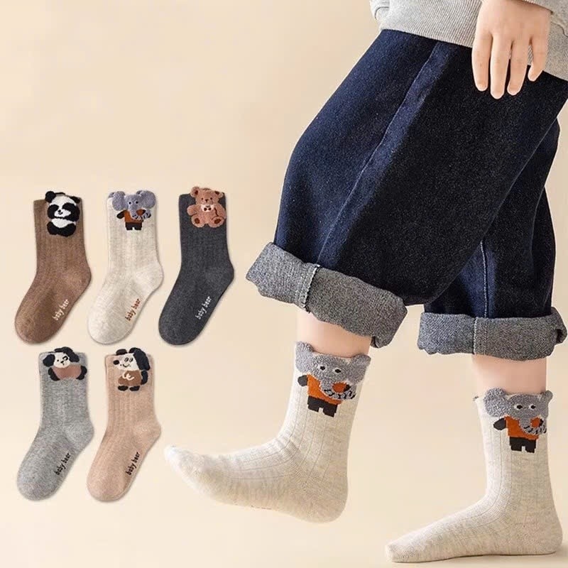 Set 10 Tất bé trai bé gái hình gấu – panda – voi siêu đáng yêu, chất cotton co giãn thoải mái