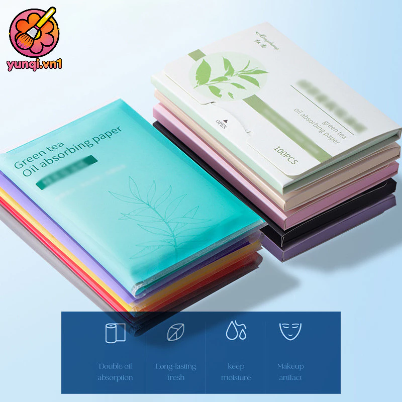 🎀yunqi🎀 Bộ 200 tờ giấy thấm dầu Derf Vệ Sinh Dầu Nhờn Thừa Trên Da Mặt 100Pcs