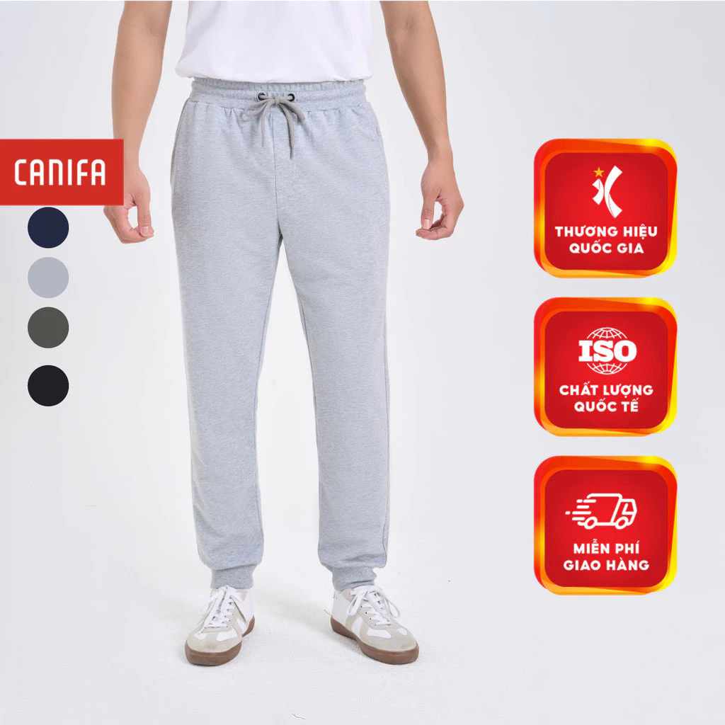 Quần nỉ nam CANIFA quần dài nam cạp chun bo gấu 8BP24W006 FW25