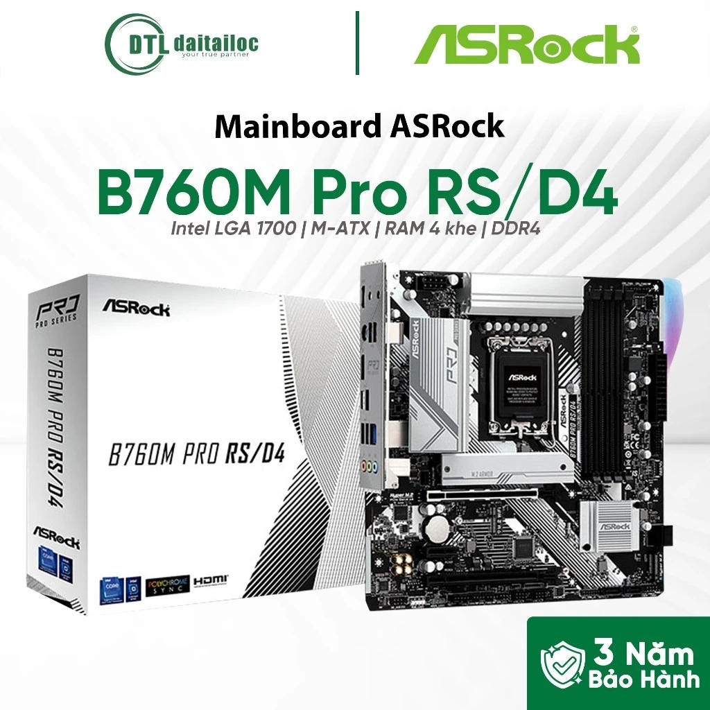 Mainboard ASROCK B760M Pro RS Wifi LGA 1700 DDR4 M-ATX | Chính Hãng | Bảo Hành 36 Tháng