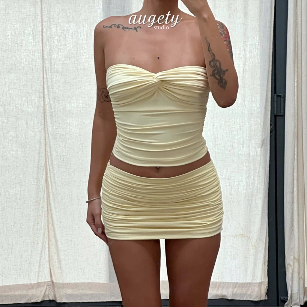 Váy Nhún Basic Cạp Trễ Tròn Hông Có Quần Bảo Hộ Augety Studio, KAI Mini Skirt