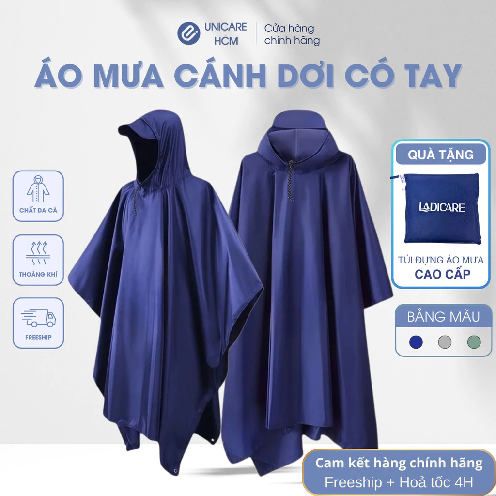 Áo Mưa Cánh Dơi Loại Tốt, Vải Da Cá Dày Dặn, Chống Thấm Nước Hiệu Quả, Phù Hợp Nam Nữ Đi Xe Máy