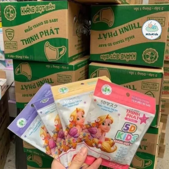 combo 50  Khẩu Trang Trẻ Em 5D thịnh phát   bé 5 tới 12 tuổi  cao cấp cho bé hàng công ty