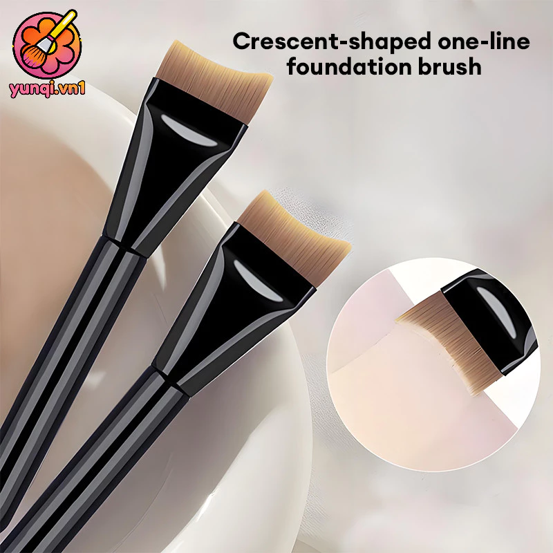 🎀yunqi🎀 Bàn chải trang điểm mặt phẳng màu đen che khuyết điểm nền kem trần chuyên nghiệp