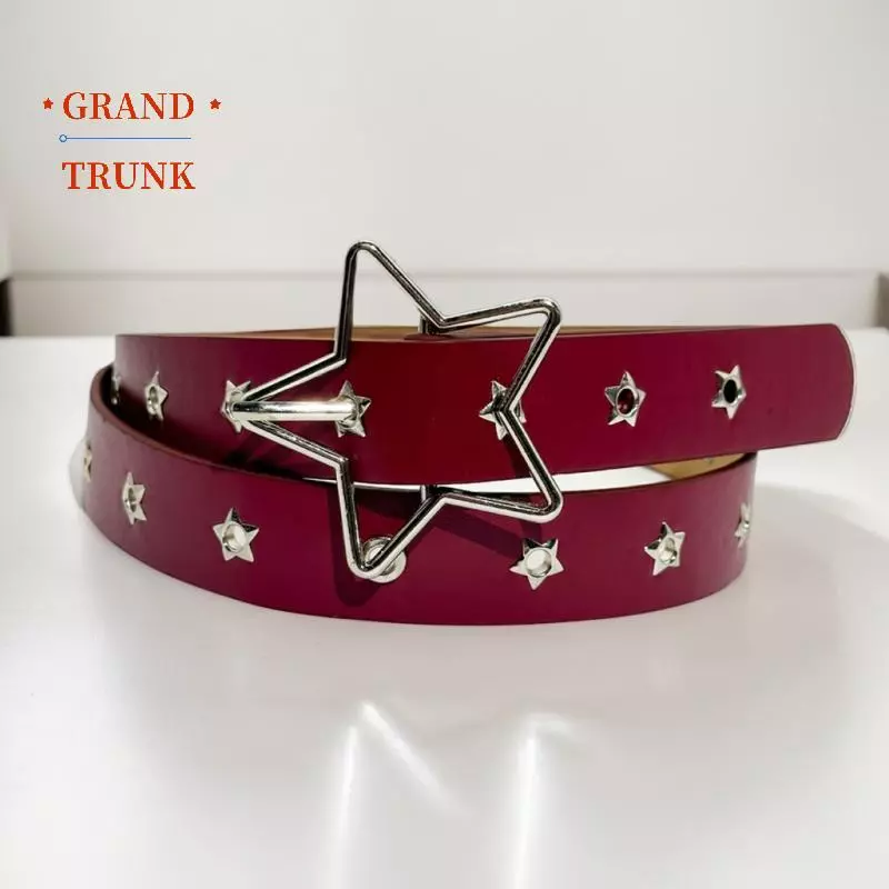 Thắt lưng da PU thiết kế pentagram phong cách Gothic & Punk, phù hợp với quần jeans