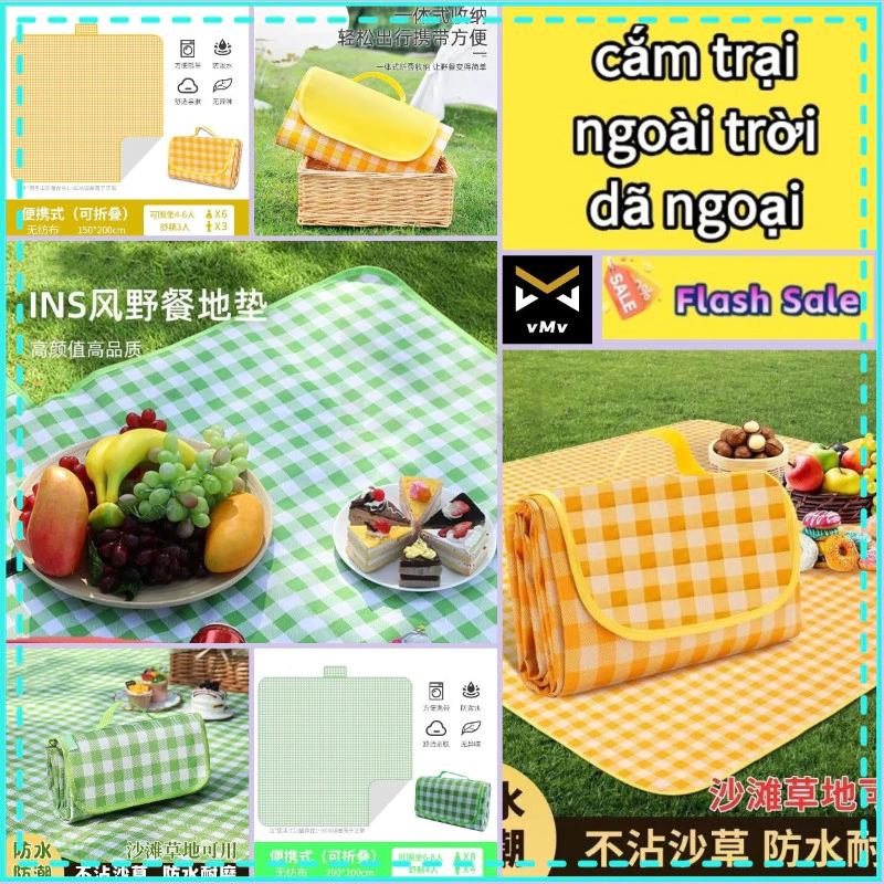 vMv ✨ Thảm Dã Ngoại Picnic Hoạ Tiết Thích Hợp Đi Du Lịch Bạt Trải Cắm Trại Gấp Gọn Thích Hợp Du Lịch Cắm Trại Chụp Ảnh