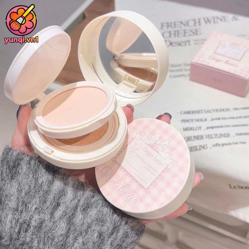 🎀yunqi🎀 Phấn Nước Cushion Kèm Phấn Phủ 2in1 Gege Bear Dưỡng Ẩm Tự Nhiên