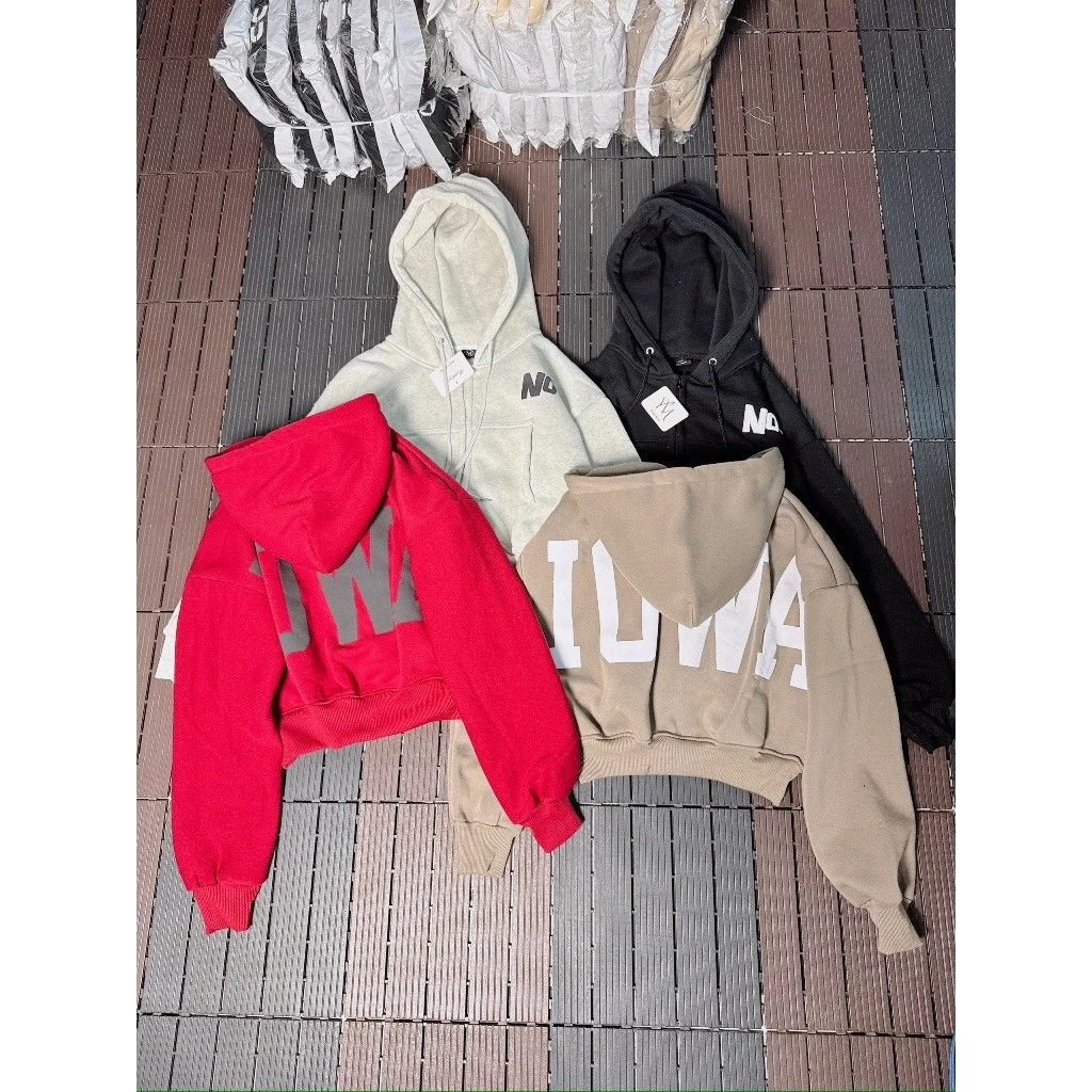 ÁO KHOÁC HOODIE CROPTOP NỮ CÓ NÓN IN NỔI CHỮ NOWA MẪU MỚI - HT XSTT FASHION