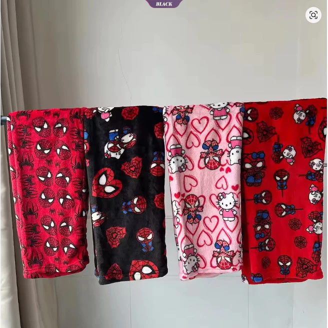 Quần Pyjama Cotton Flannel Hello Kitty & Spider-Man - Phong Cách Dễ Thương, Sang Trọng Cho Nam Và Nữ