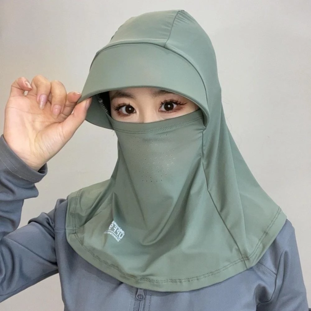 Mũ che nắng thoáng khí bằng lụa băng, có khăn choàng chống nắng đi xe đạp