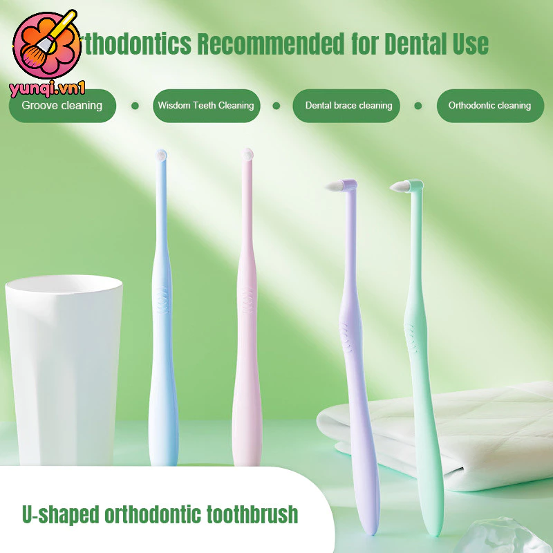 【yunqi】Bàn chải vệ sinh răng miệng Inter Dental Bàn chải đơn Bàn chải đánh răng hình chữ U Đầu nhọn Bàn chải chỉnh nha