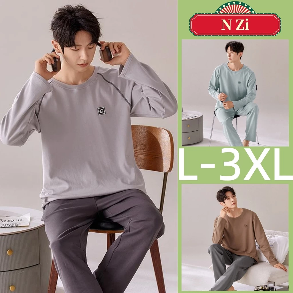 Bộ đồ ngủ nam plus size, dài tay phù hợp mùa xuân thu, thoải mái mặc ở nhà