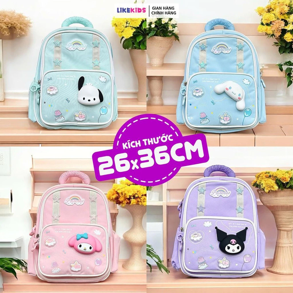 BALO tiểu học cho bé gái hoạ tiết hình NỔI kuromi,merody siêu dễ thương 26x36Cm mẫu mới 2025
