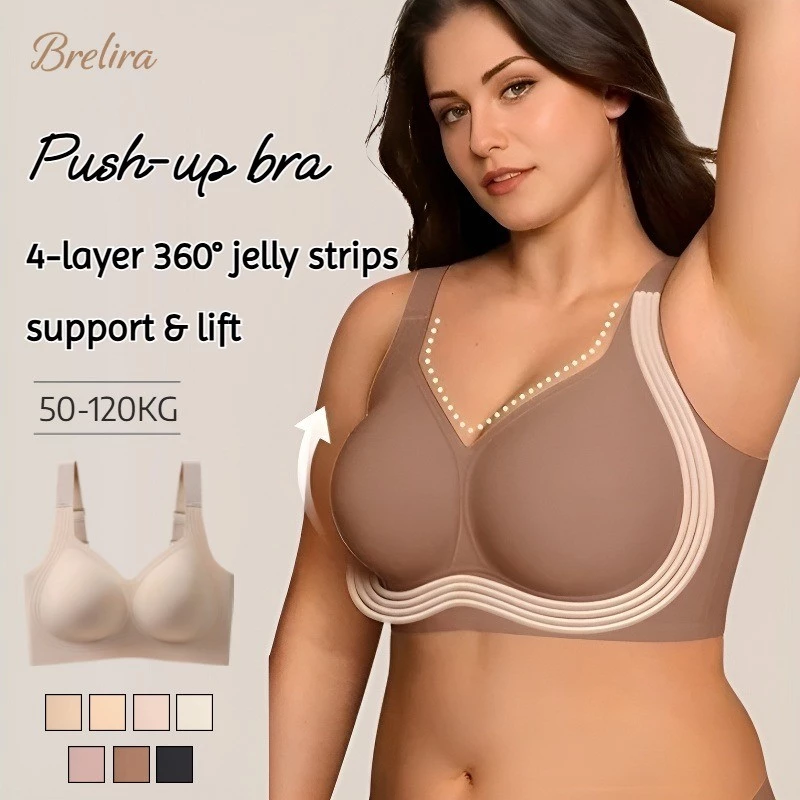 『 Brelira 』 Áo ngực thu nhỏ liền mạch Kích thước lớn Bảo hiểm toàn diện Không có hình dạng dưới dây Phụ nữ tự nhiên Mềm mại thoáng khí Thoải mái Corset Quần lót ngực