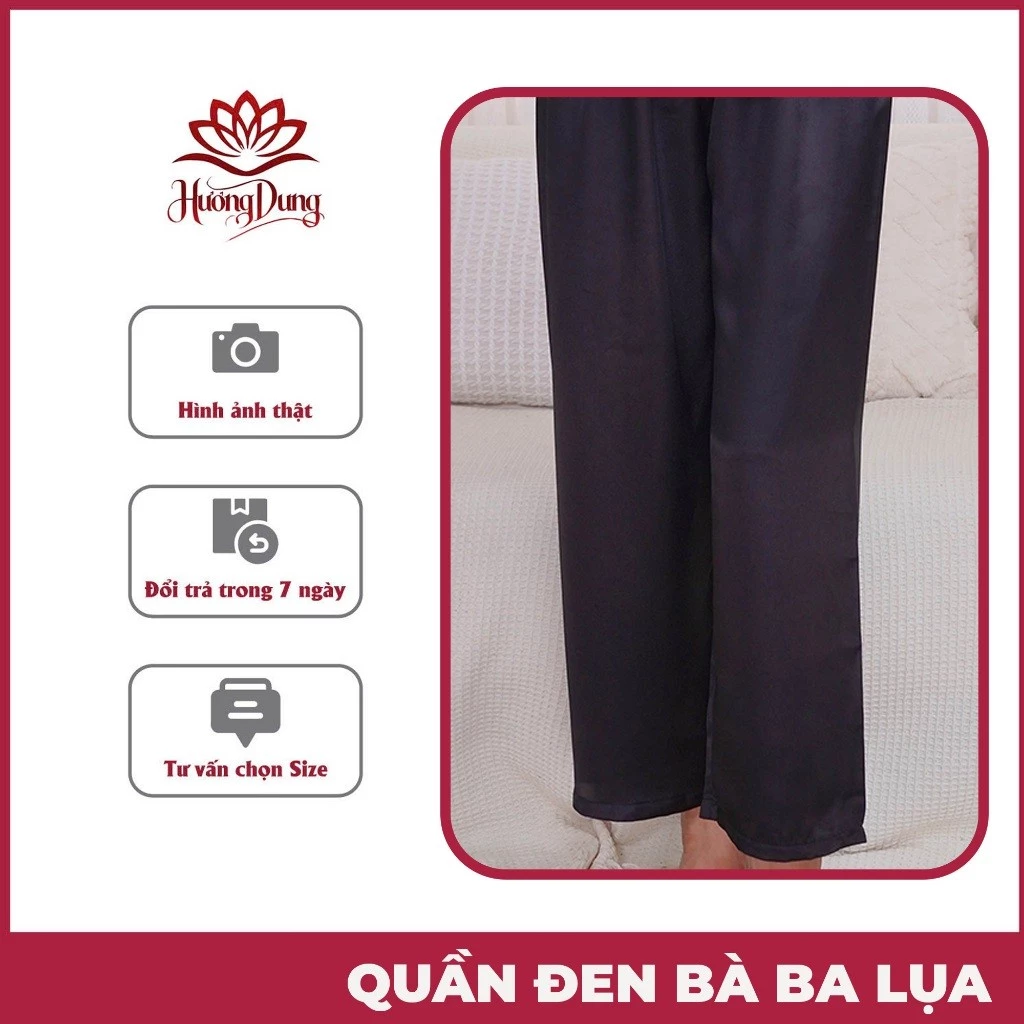 Quần Bà Ba Lụa Đen Mềm Mịn Kết Hợp Áo Gấm Nhập Khẩu Hương Dung Cao Cấp, Duyên Dáng Và Quý Phái