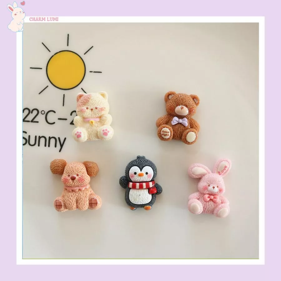 Charm Động Vật Dễ Thương Dán Ốp Lưng, Làm Kẹp Tóc Handmade, Phụ Kện DIY-Charm Lumi