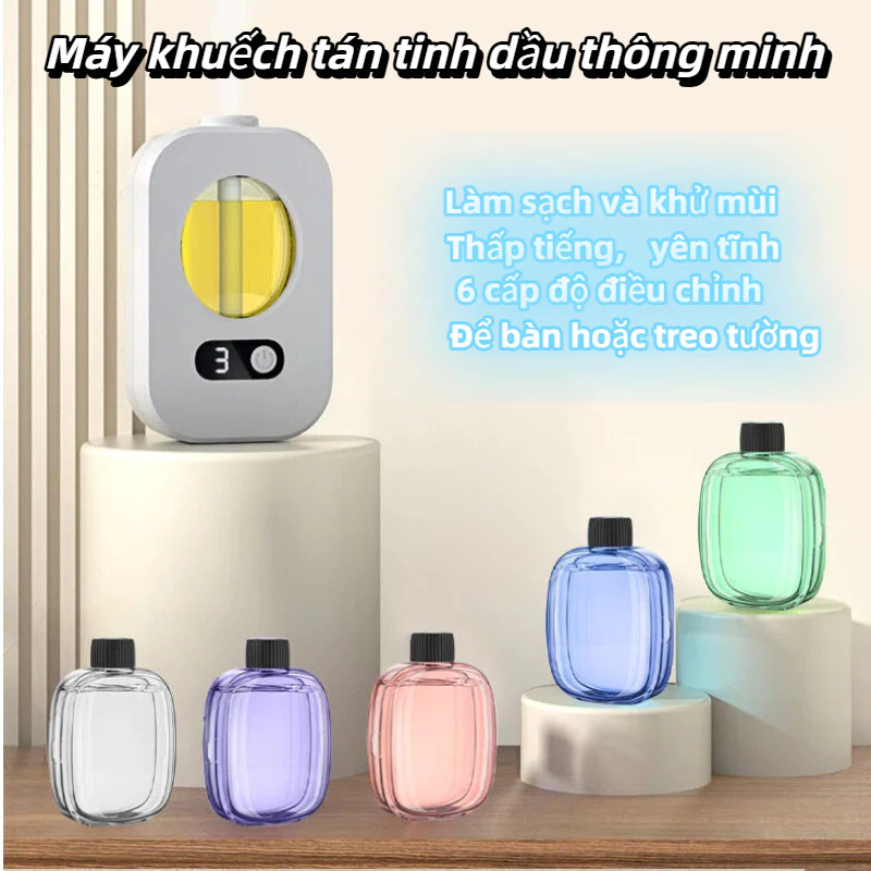 Máy xông tinh dầu 6 cấp độ có hẹn giờ, phun sương mịn, làm thơm phòng và thanh lọc không khí.