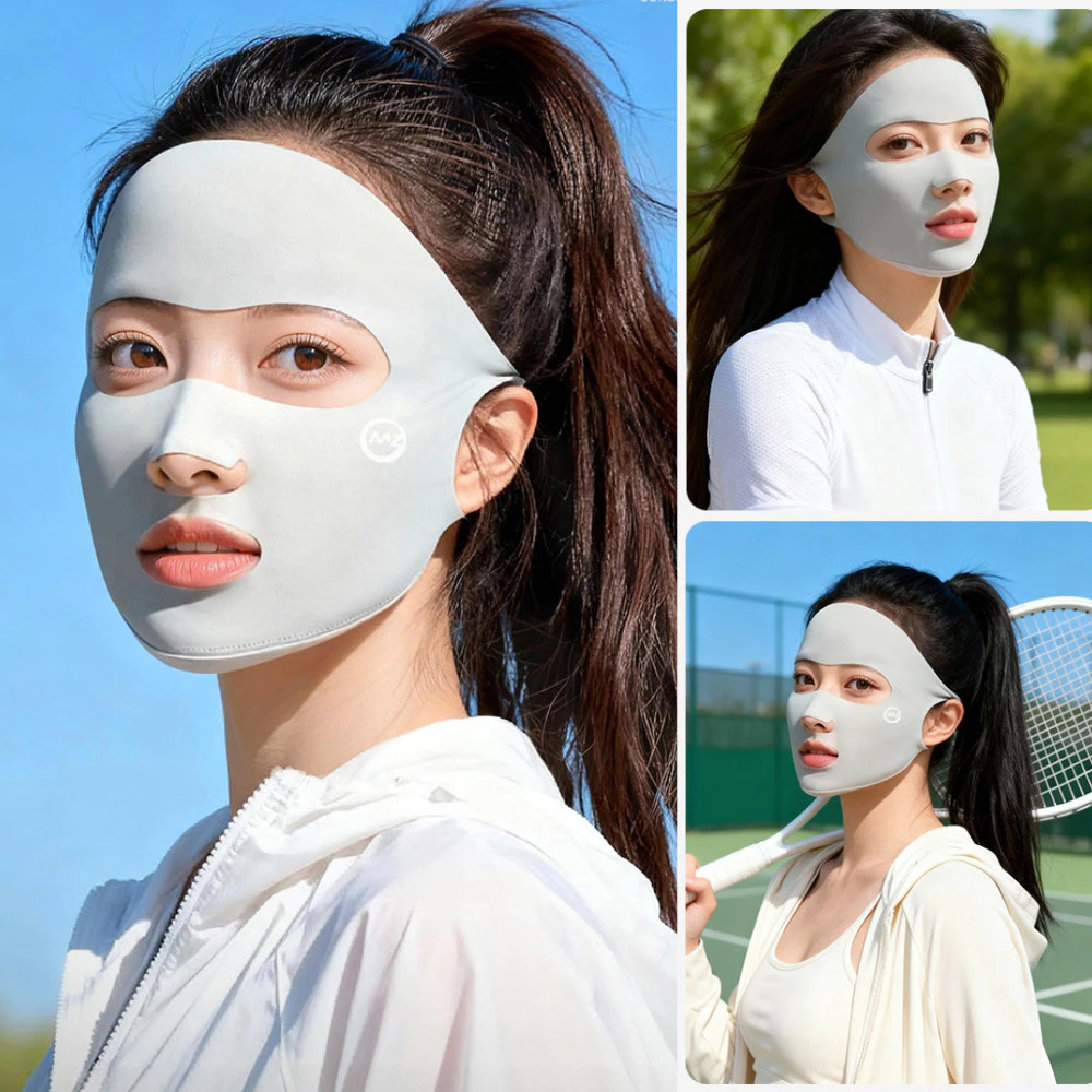 Khẩu Trang Chống Nắng Che Mặt Thiết Kế Hở Mũi Miệng Vải Lanh Thoáng Khí Bảo Vệ Da Khi Ra Ngoài