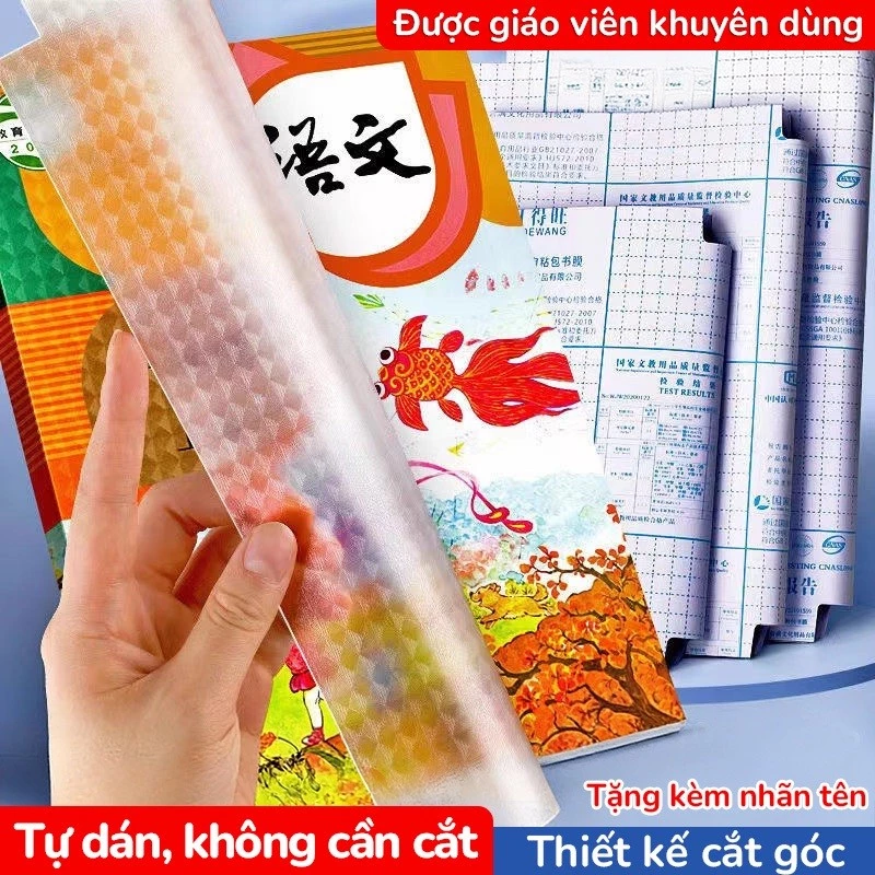 Bọc sách đa năng trong suốt, túi 10 decal bìa bọc sách giáo khoa có sẵn kích thước lớn, vừa ,nhỏ