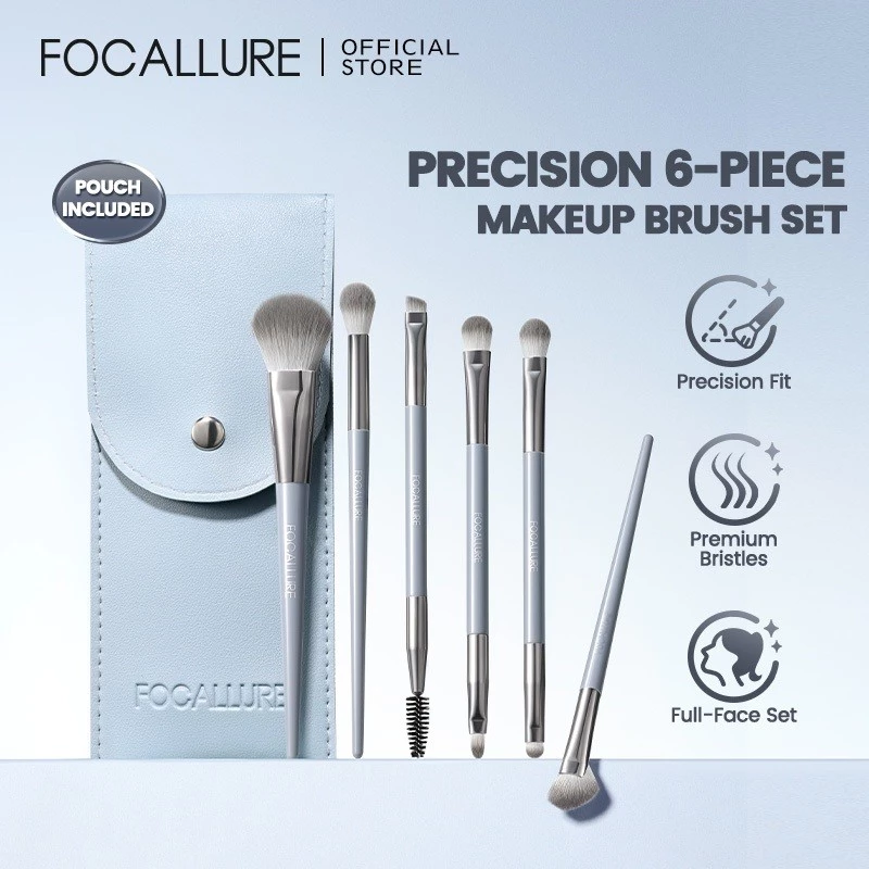 Bộ cọ trang điểm 6 mảnh FOCALLURE Lông có độ chính xác cao Nhẹ nhàng có túi