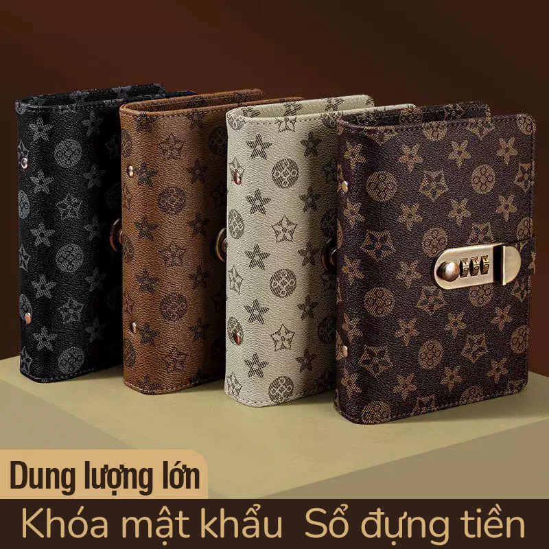 Sổ tiết kiệm đựng tiền khóa chắc chắn – Sổ bìa da PU 100 tờ dày dặn thiết kế cao cấp, hỗ trợ theo dõi thu chi rõ ràng