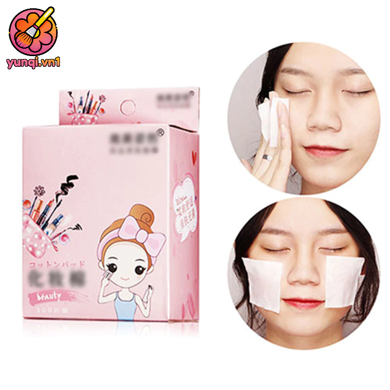 【yunqi】Hộp 100 miếng bông tẩy trang mặt bông tẩy trang cầm tay tiện dụng.