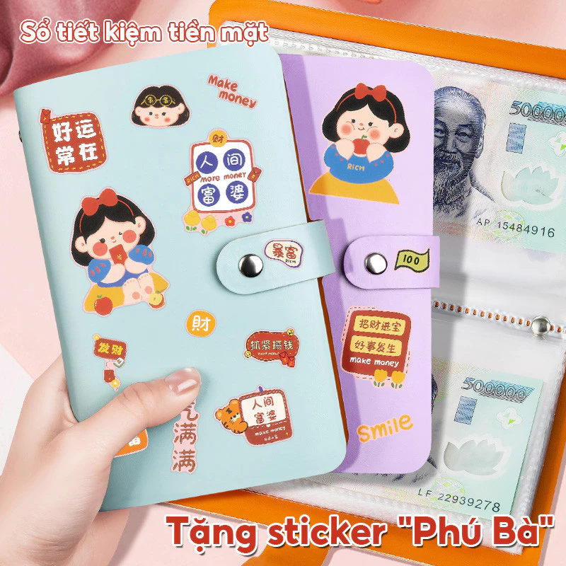 Sổ tiết kiệm đựng tiền phiên bản giới hạn A6 - Sổ tay chi tiêu 100 ngày phong cách phú bà với màu pastel