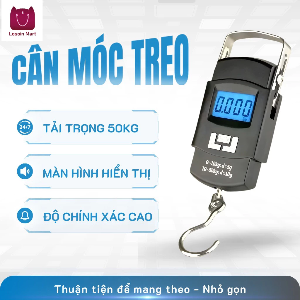 Cân điện tử xách tay, cân điện tử, cân mini gia dụng, cân móc treo di động, hiển thị chính xác, chống thấm nước.