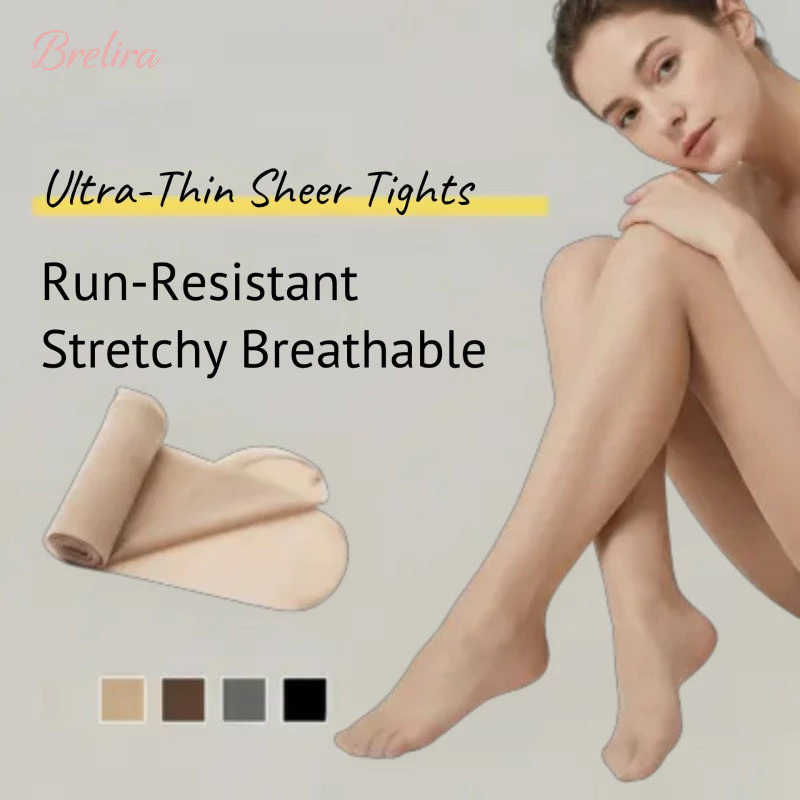 Quần tất Brelira siêu mỏng dành cho nữ, màu nude, gợi cảm, vô hình, thoáng khí, tự nhiên, chống xước, màu đen, mùa xuân hè, độ co giãn cao, chất liệu lụa.