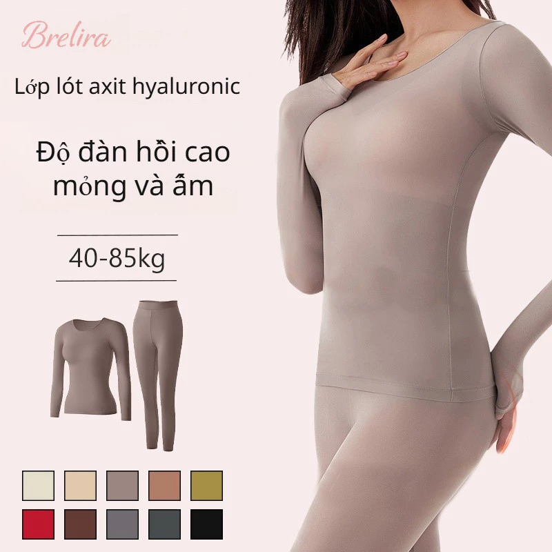 『Brelira』Bộ Đồ Lót Giữ Nhiệt Siêu Mỏng Không Đường May Nhẹ, Co Giãn Cao Thoáng Khí Axit Hyaluronic Quần Áo Giữ Nhiệt