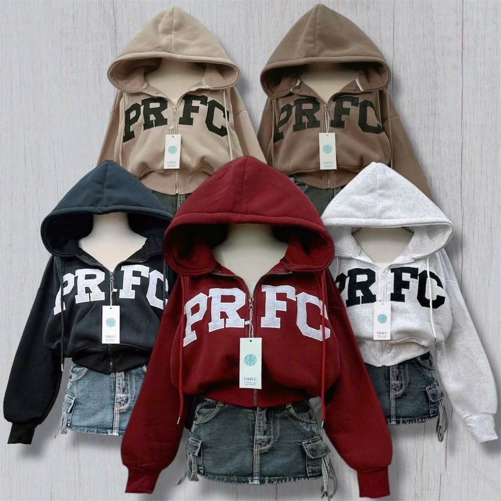 ÁO KHOÁC CROPTOP LỬNG NỮ CÓ TÚI TRONG TAY XỎ NGÓN THÊU NỔI PRFC XSTT FASHION
