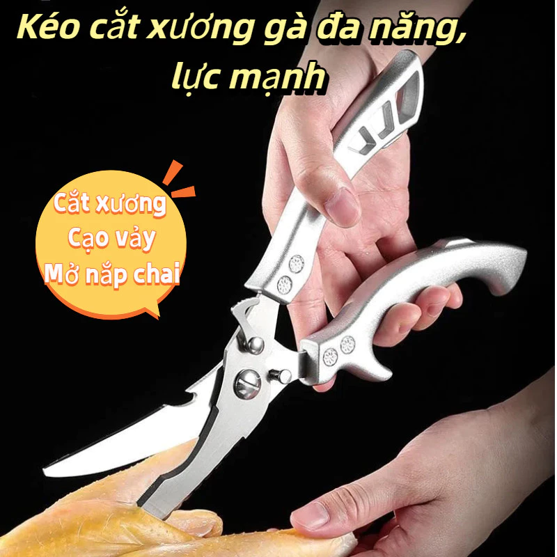Kéo cắt xương gà sắc bén, thân kéo làm bằng thép không gỉ,một lần cắt thực hiện được nhiều chức năng