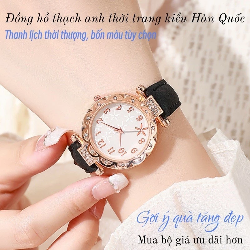 Bộ đồng hồ nữ thạch anh thời trang Hàn Quốc, bộ trang sức, đơn giản thời thượng, tinh tế duyên dáng.