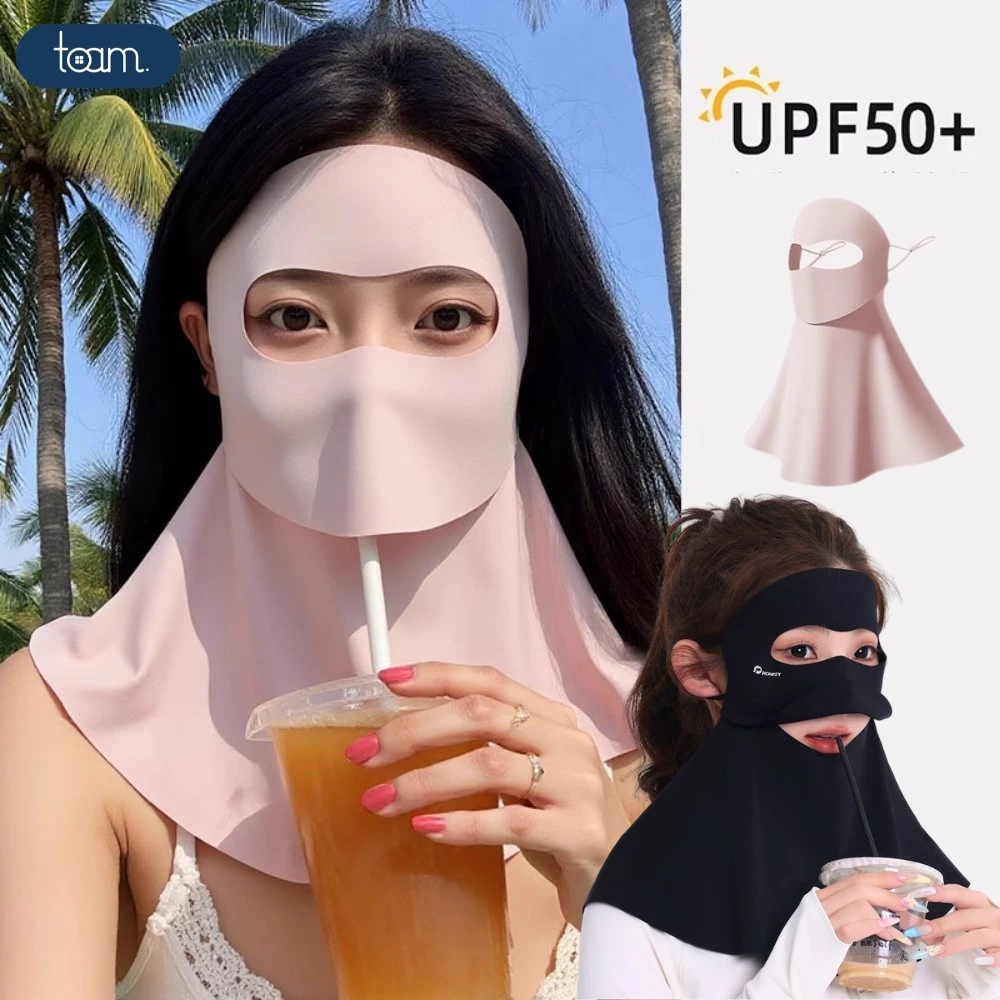 Khẩu Trang Chống Nắng Full Mặt Dài Chống UV Chất Liệu Lụa Băng Mịn Mát, Thiết Kế Mở Miệng Thoáng Khí