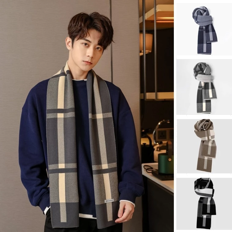 Khăn Len Kẻ Ca Rô Nam Cao Cấp – Phong Cách Hàn Quốc, Mềm Mịn Giữ Ấm Mùa Đông, Phù Hợp Làm Quà Tặng