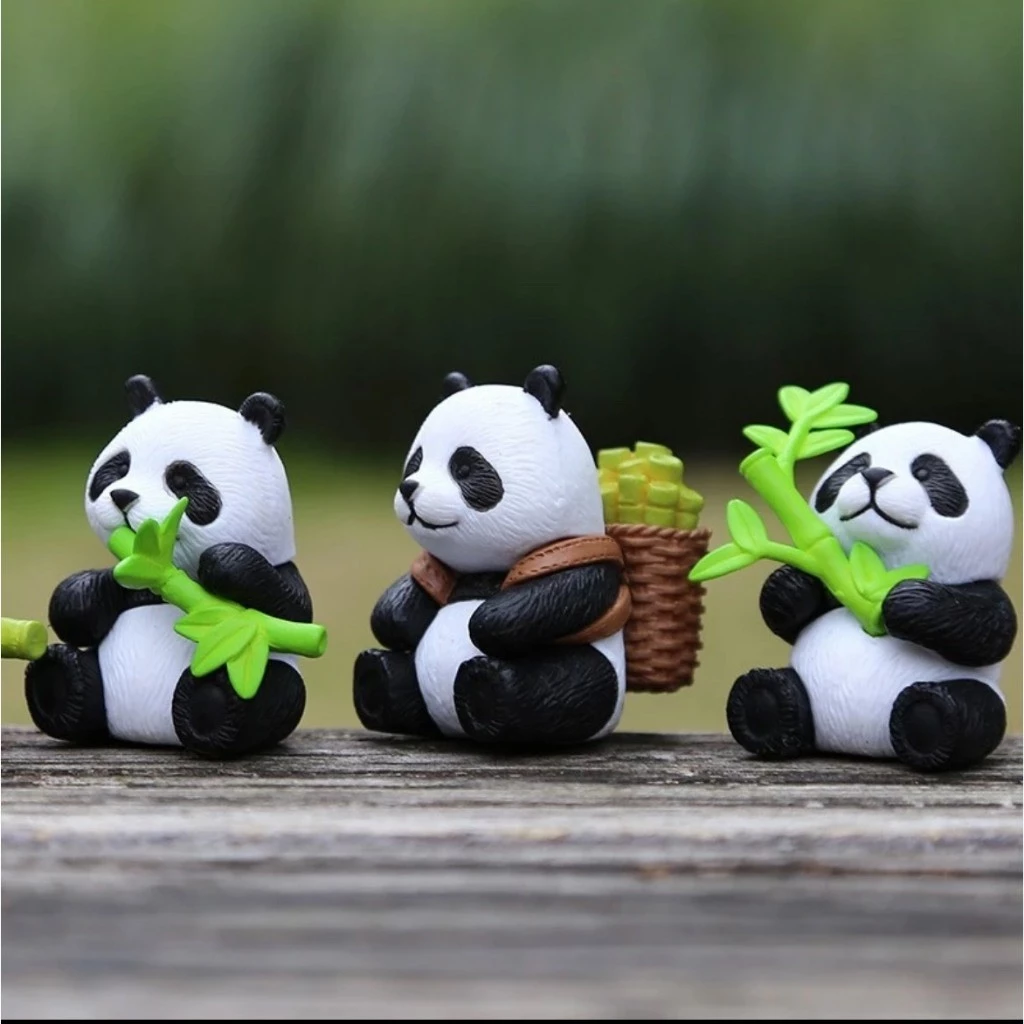 Combo 8 Mô Hình Gấu Trúc Mini Trang Trí Cây Cảnh, Tiểu Cảnh, Sen Đá Dễ Thương