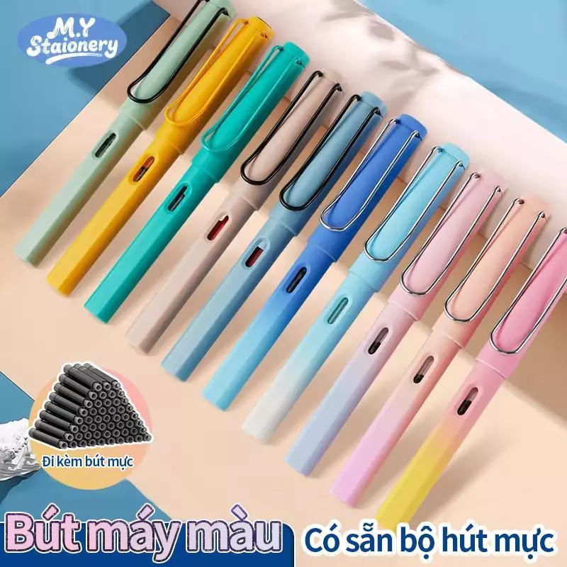 Bút Máy Gradient Đổi Màu 0.38mm – Viết Êm, Không Lem, Mực Đen/Xanh/Đỏ
