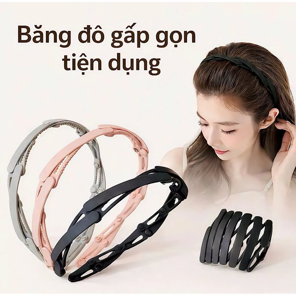 Băng đô gấp gọn giữ tóc chắc chắn, phong cách Hàn